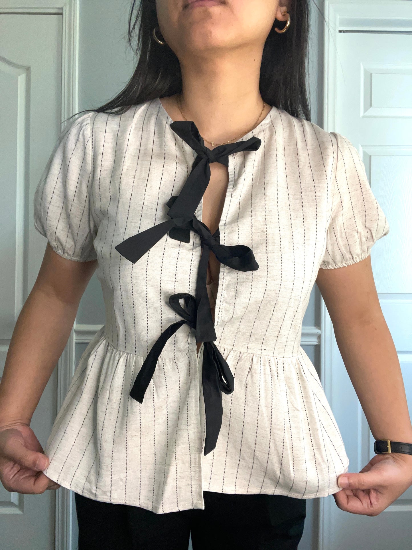 Bow Peplum Blouse