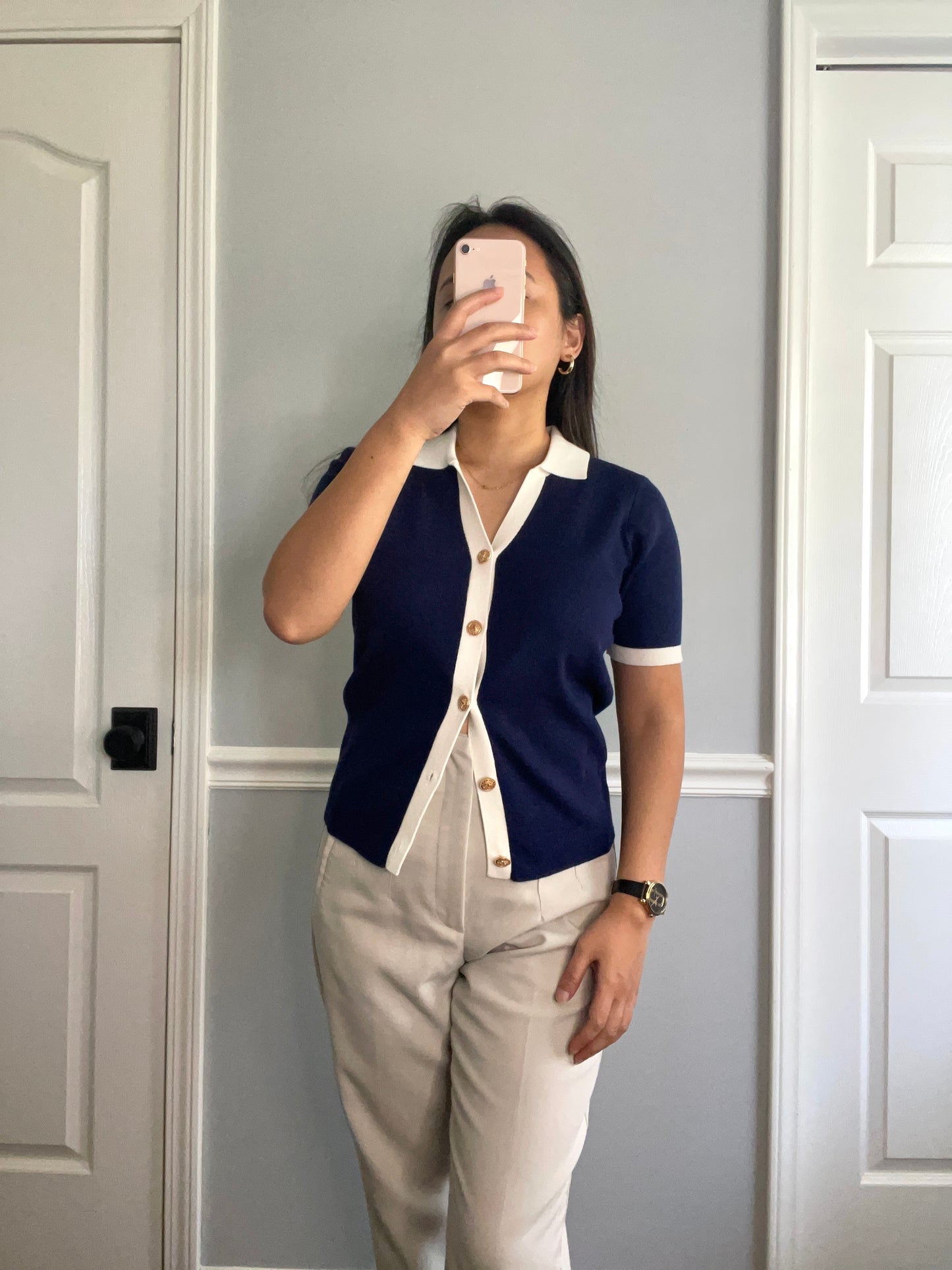 Navy Bloom Blouse