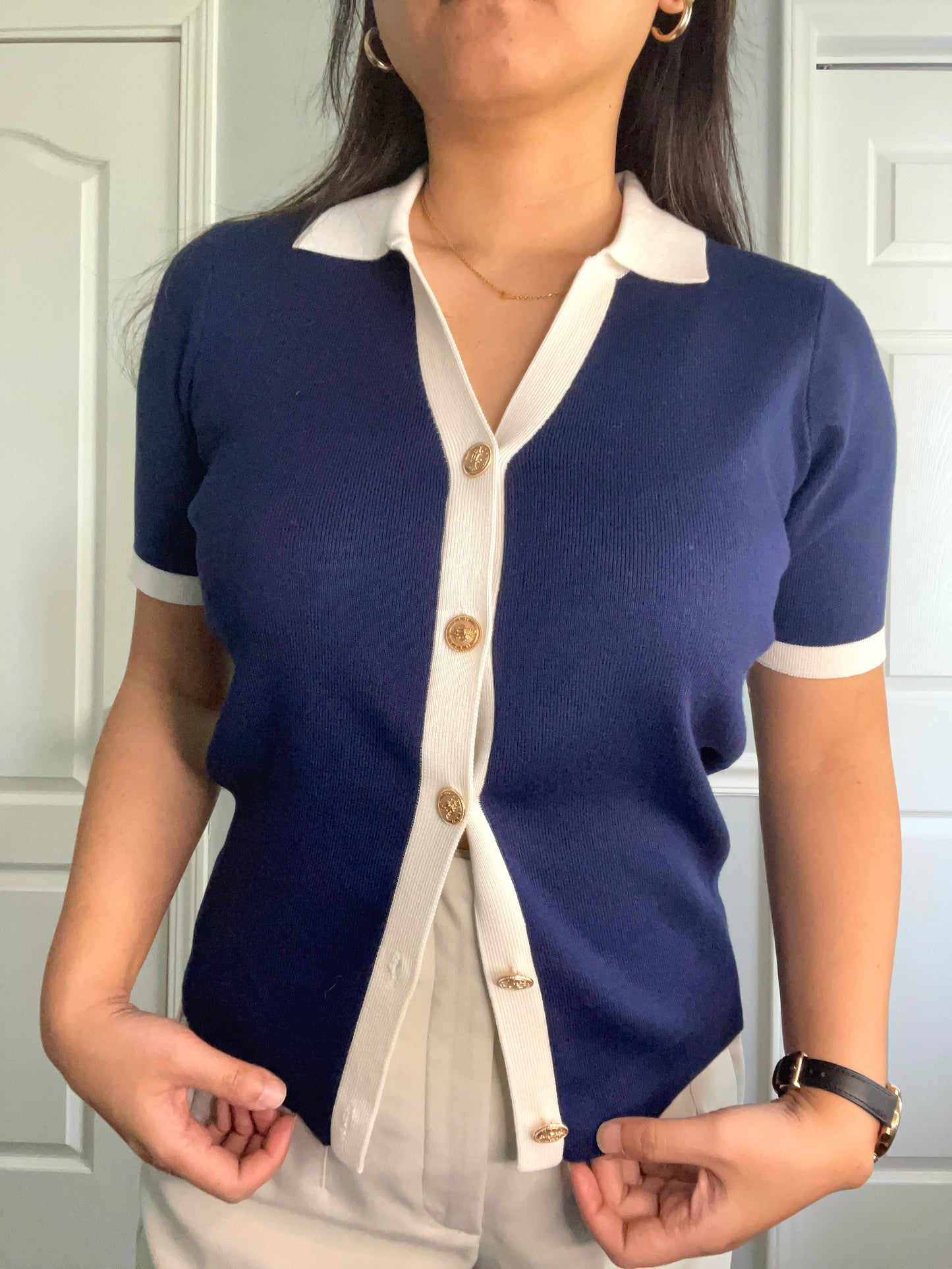 Navy Bloom Blouse