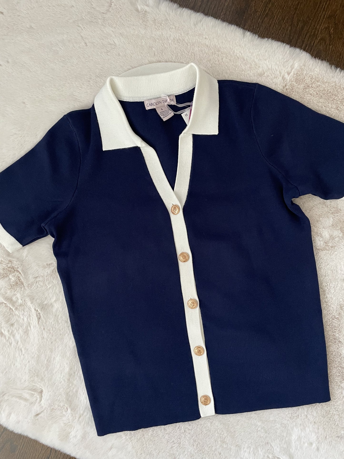 Navy Bloom Blouse