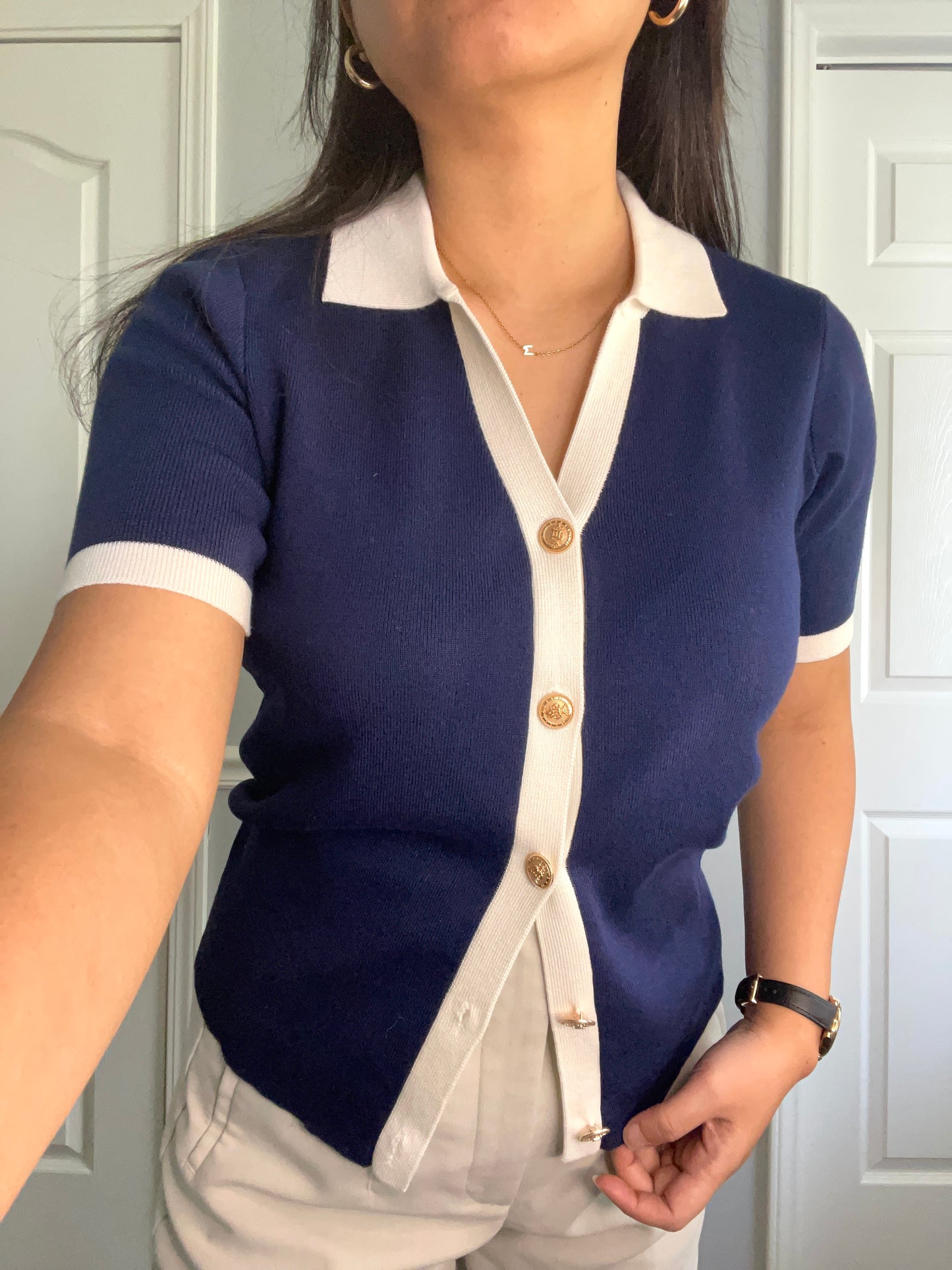 Navy Bloom Blouse